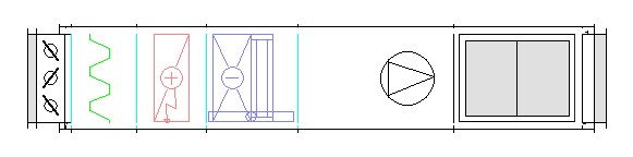 Канальные прямоугольные приточные установки с электрическим нагревателем и фреоновым охладителем - схема