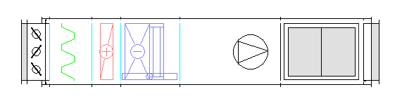 Приточные канальные прямоугольные установки  с фреоновым охладителем и водяным нагревом - схема